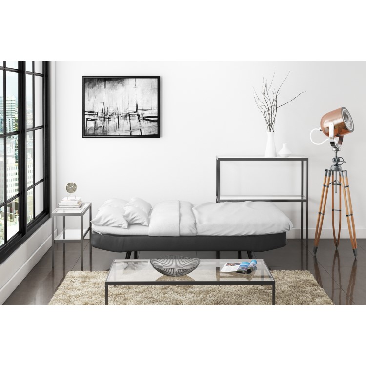 Barker Grey Faux Leather 3 Seater Sofa Bed - Sleeps 2