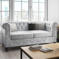 Orleans Silver Crushed Velvet Sofa - 2 Seater Chesterfield