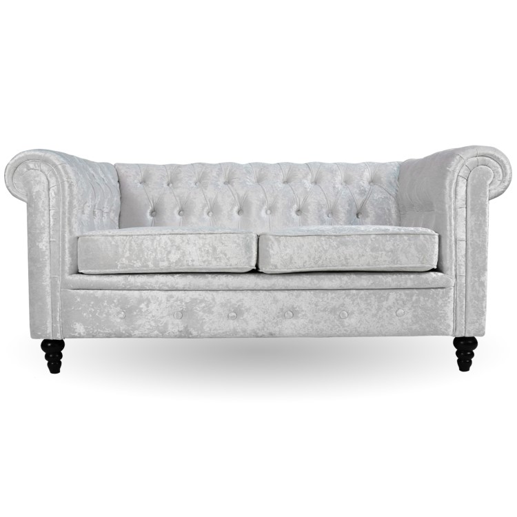 Orleans Silver Crushed Velvet Sofa - 2 Seater Chesterfield