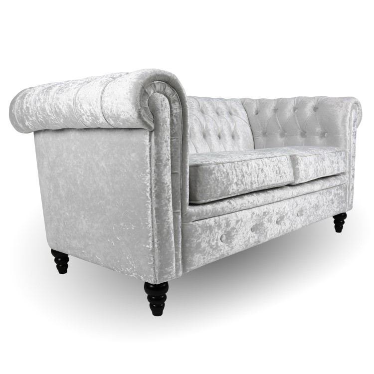 Orleans Silver Crushed Velvet Sofa - 2 Seater Chesterfield