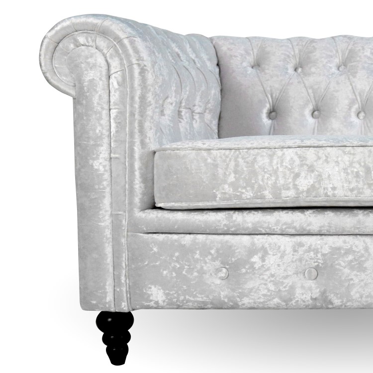 Orleans Silver Crushed Velvet Sofa - 2 Seater Chesterfield