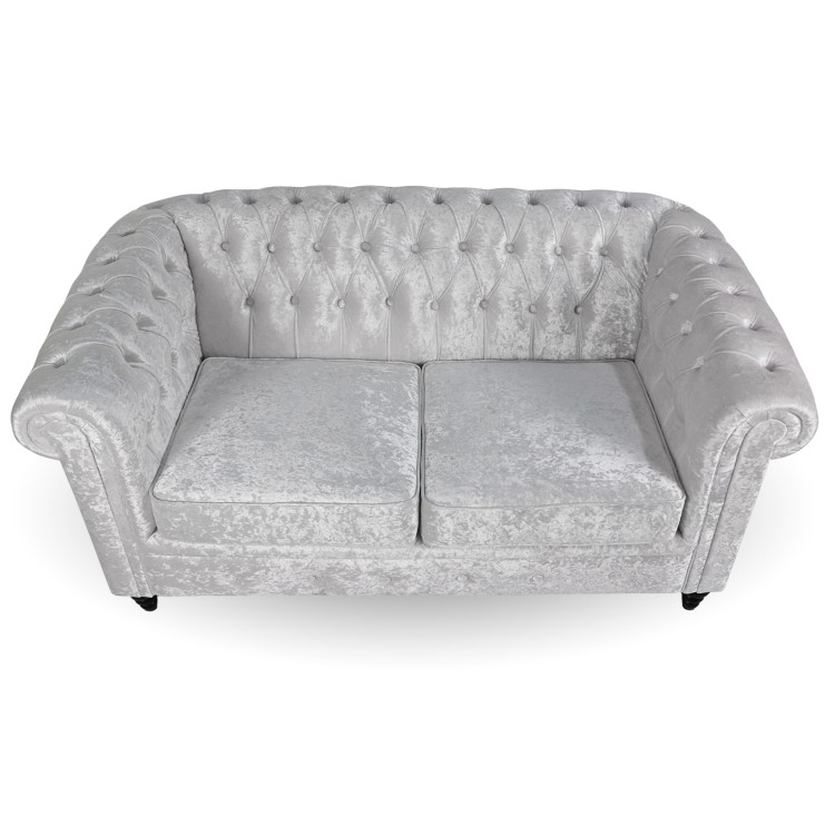 Orleans Silver Crushed Velvet Sofa - 2 Seater Chesterfield