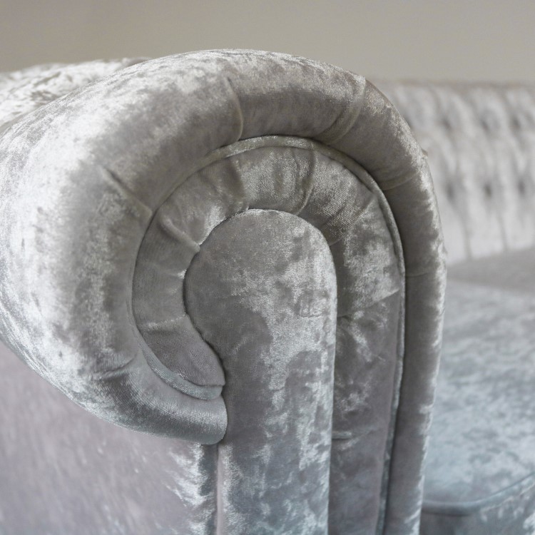 Orleans Silver Crushed Velvet Sofa - 2 Seater Chesterfield