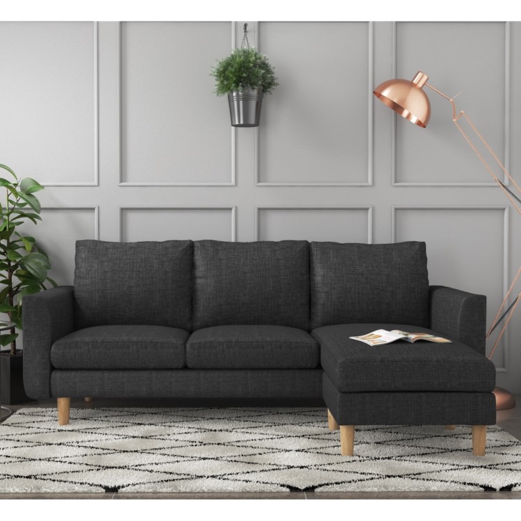 Brooke Dark Grey 3 Seater Corner Sofa - Right/Left Hand Chaise