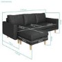 Brooke Dark Grey 3 Seater Corner Sofa - Right/Left Hand Chaise