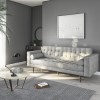 Buttoned Light Grey Sofa - 3 Seater with Cushions - Elba