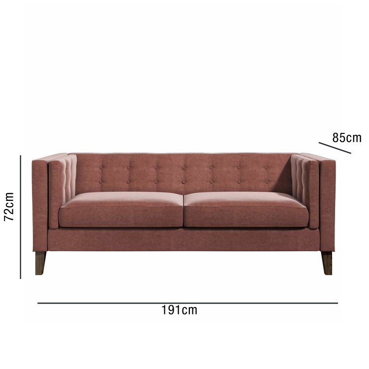 Velvet Button Sofa in Blush Pink - Bailey