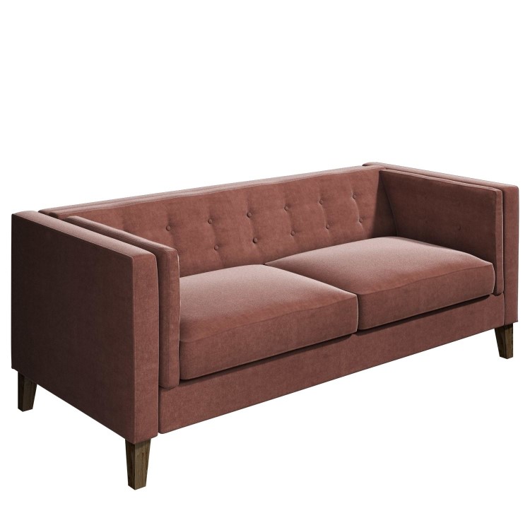 Velvet Button Sofa in Blush Pink - Bailey
