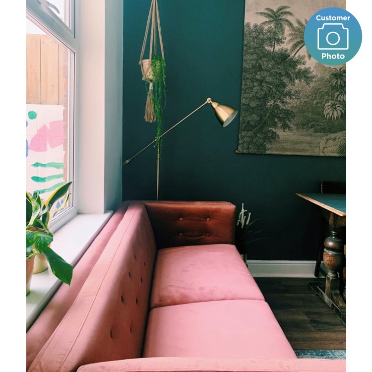 Velvet Button Sofa in Blush Pink - Bailey