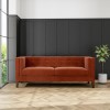 Orange Velvet 3 Seater Sofa with Buttoned Back - Bailey