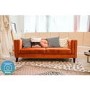 Orange Velvet Buttoned Back 3 Seater Sofa - Bailey