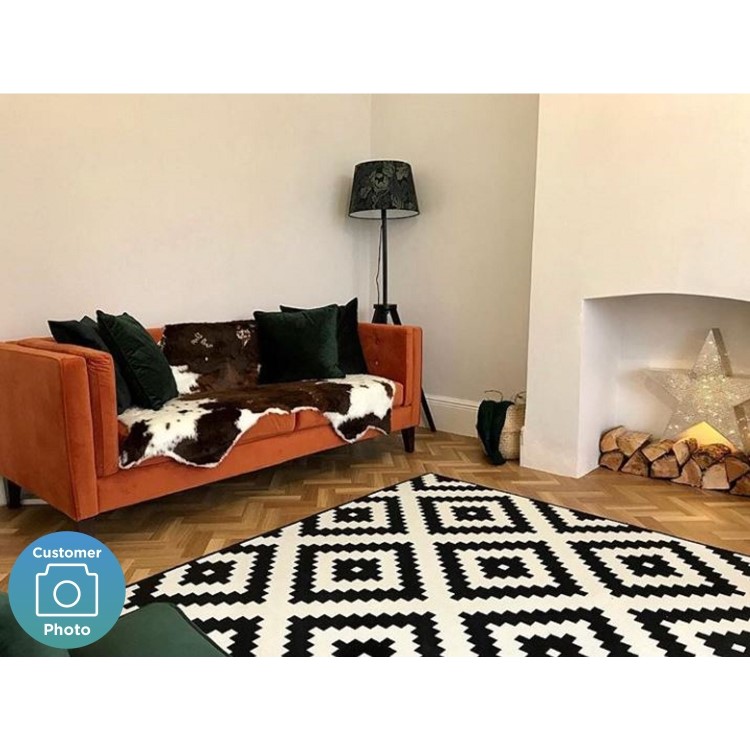 Orange Velvet Buttoned Back 3 Seater Sofa - Bailey