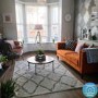 Orange Velvet Buttoned Back 3 Seater Sofa - Bailey