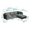 Right Hand Grey Corner 3 Seater Sofa in Fabric with Chaise - Mckinley