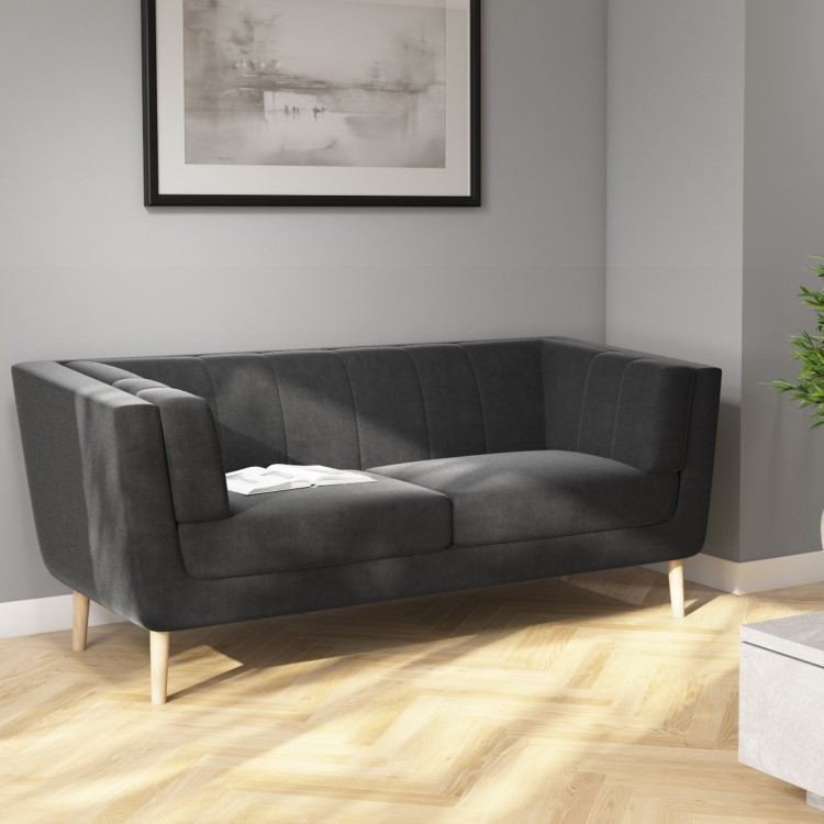 Hepburn Grey Velvet 2 Seater Sofa