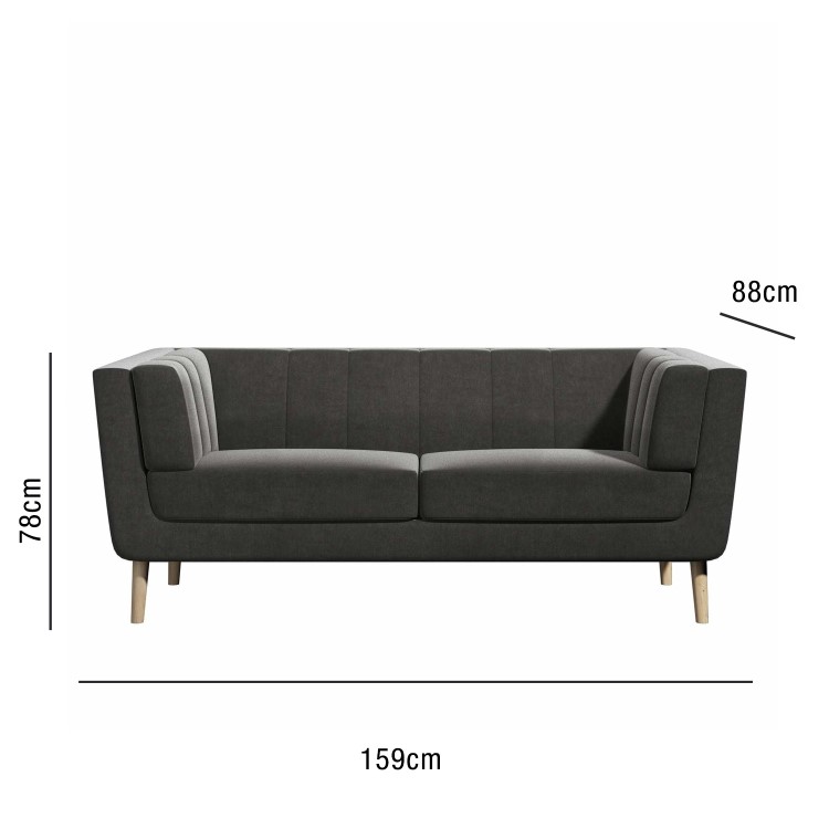 Hepburn Grey Velvet 2 Seater Sofa