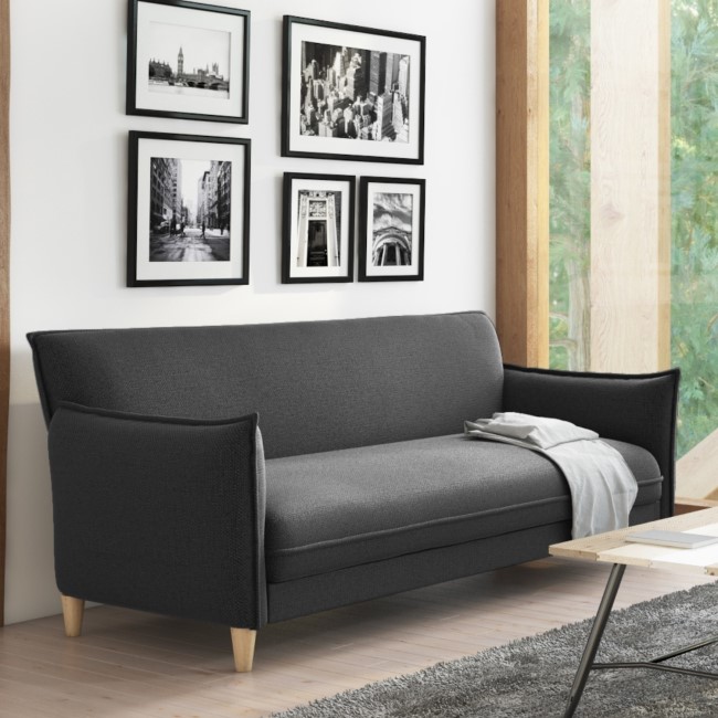 Marthe 3 Seater Sofa Bed in Charcoal Grey Fabric