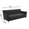 Marthe 3 Seater Sofa Bed in Charcoal Grey Fabric