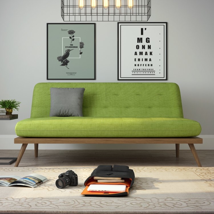 Nova Lime Green Multifunctional Sofa Bed with Click-Clack Mechanism