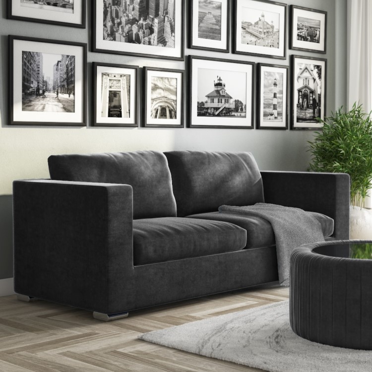 Clara 3 Seater Sofa in Dark Grey Velvet