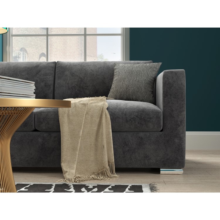 Clara 3 Seater Sofa in Dark Grey Velvet