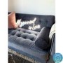 Grey Velvet 3 Seater Mid Century Quilted Sofa - Elba