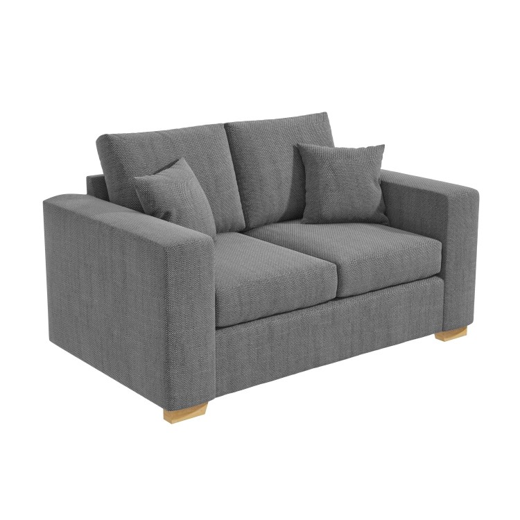 Grey Fabric 2 Seater Sofa with Cushions - Blair