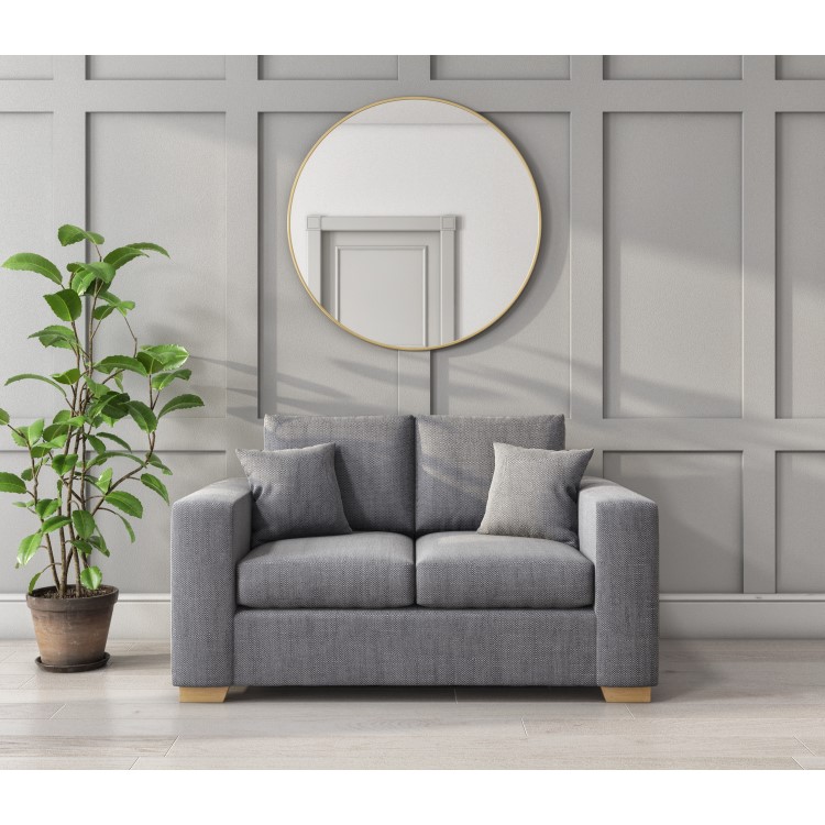 Grey Fabric 2 Seater Sofa with Cushions - Blair