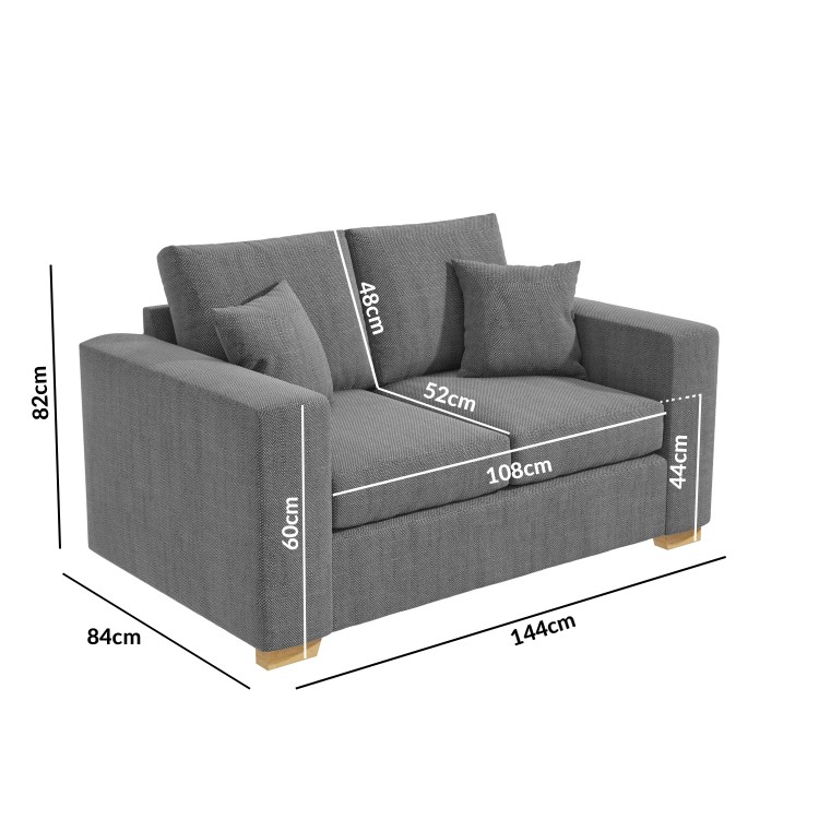 Grey Fabric 2 Seater Sofa with Cushions - Blair