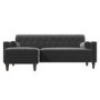 Grey Velvet Left Hand 3 Seater Small L Shaped Sofa - Idris