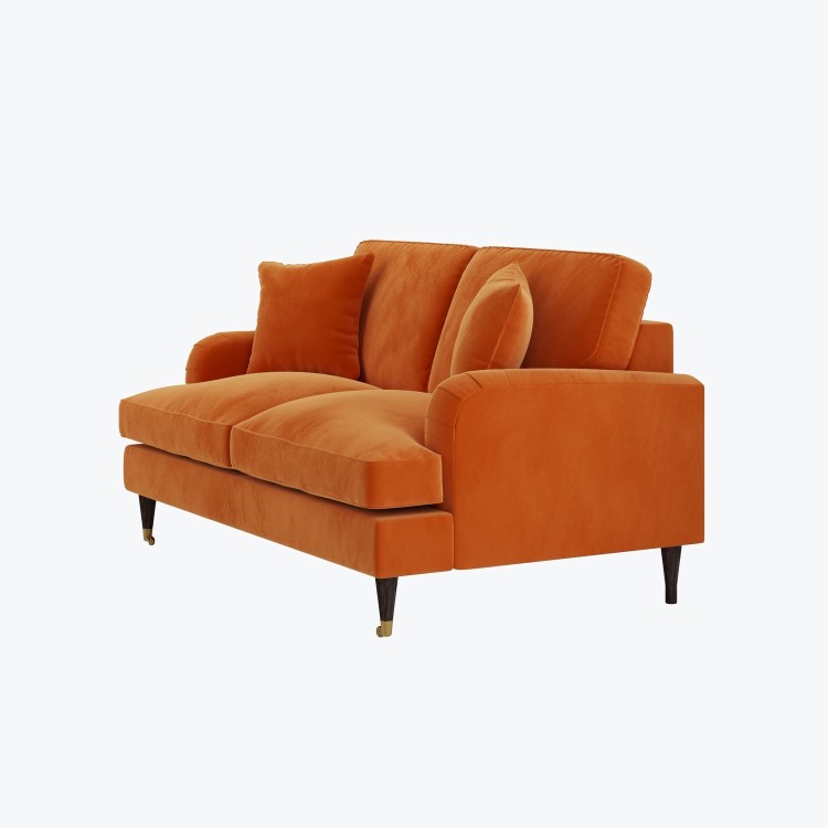 Orange Velvet 2 Seater Sofa - Payton