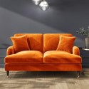 A2/SOF061 ALMOST PERFECT - Orange Velvet 2 Seater Sofa - Payton