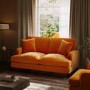 Orange Velvet 2 Seater Sofa - Payton