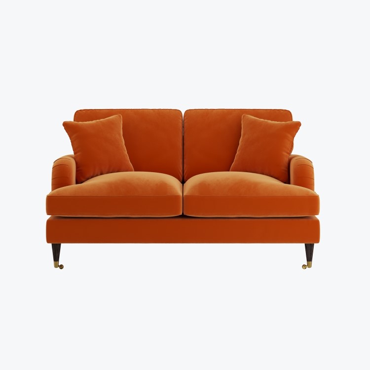 Orange Velvet 2 Seater Sofa - Payton