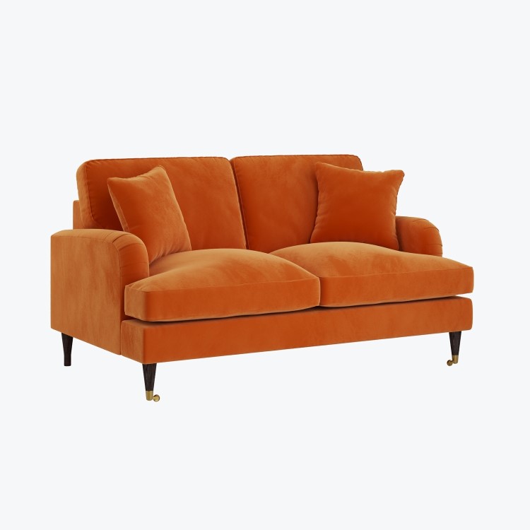 Orange Velvet 2 Seater Sofa - Payton