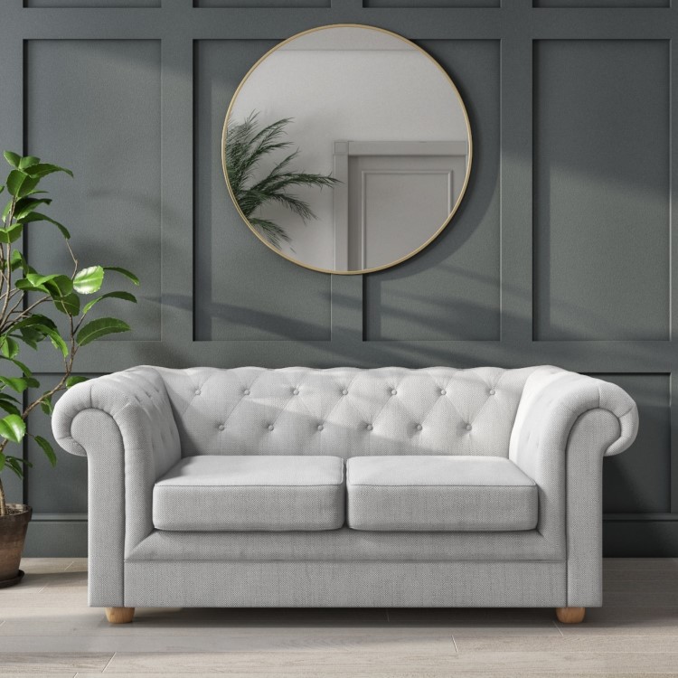 Light Grey Chesterfield Sofa - 2 Seater - Bronte
