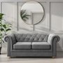 Dark Grey Linen Chesterfield Sofa - 2 Seater - Bronte