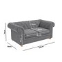 Dark Grey Linen Chesterfield Sofa - 2 Seater - Bronte