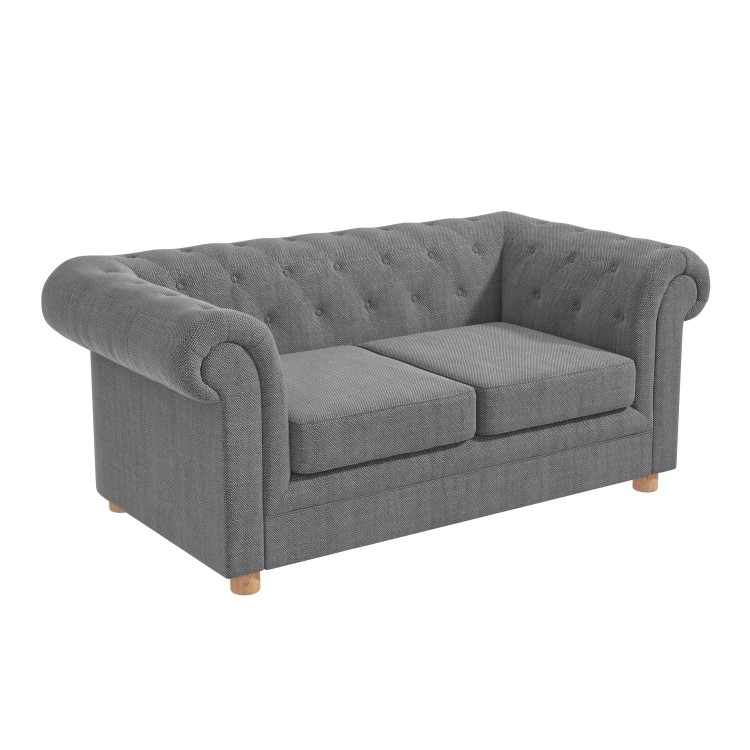 Dark Grey Linen Chesterfield Sofa - 2 Seater - Bronte