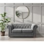 Dark Grey Linen Chesterfield Sofa - 2 Seater - Bronte