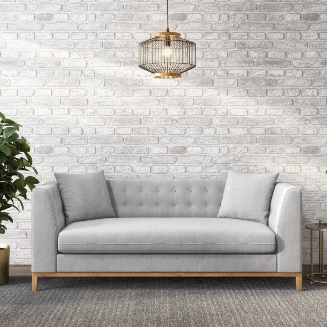 Erin Light Grey Fabric 3 Seater Sofa with Cushions