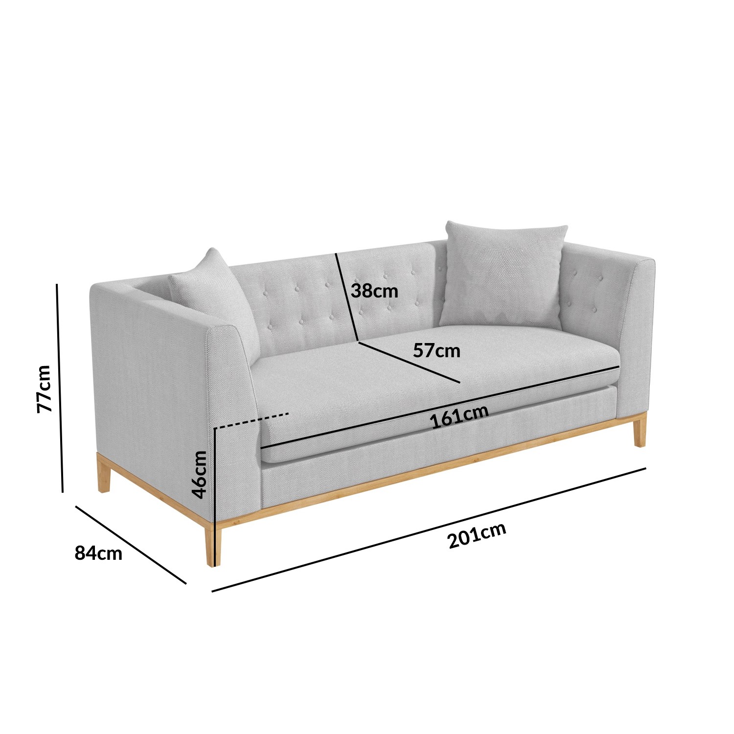 Standard 3 Seater Sofa Size In Cm Baci Living Room