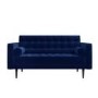 Navy Blue Velvet 2 Seater Mid Century Quilted Sofa - Elba
