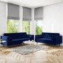 Navy Blue Velvet 2 Seater Mid Century Quilted Sofa - Elba