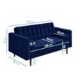 Navy Blue Velvet 2 Seater Mid Century Quilted Sofa - Elba