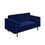 Navy Blue Velvet 2 Seater Mid Century Quilted Sofa - Elba