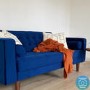 Navy Blue Velvet 2 Seater Mid Century Quilted Sofa - Elba
