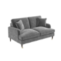 Silver Grey Velvet 2 Seater Sofa - Payton