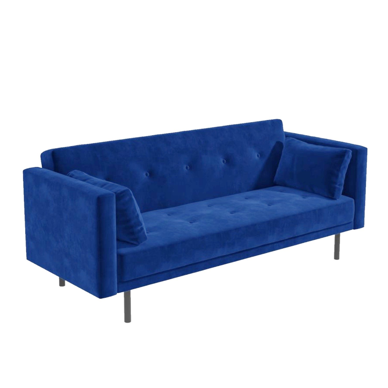 3 Seater ClickClack Sofa Bed in Navy Blue Buttoned Velvet Rory