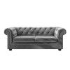Grey Velvet Chesterfield Pull Out Sofa Bed - Seats 3 - Bronte